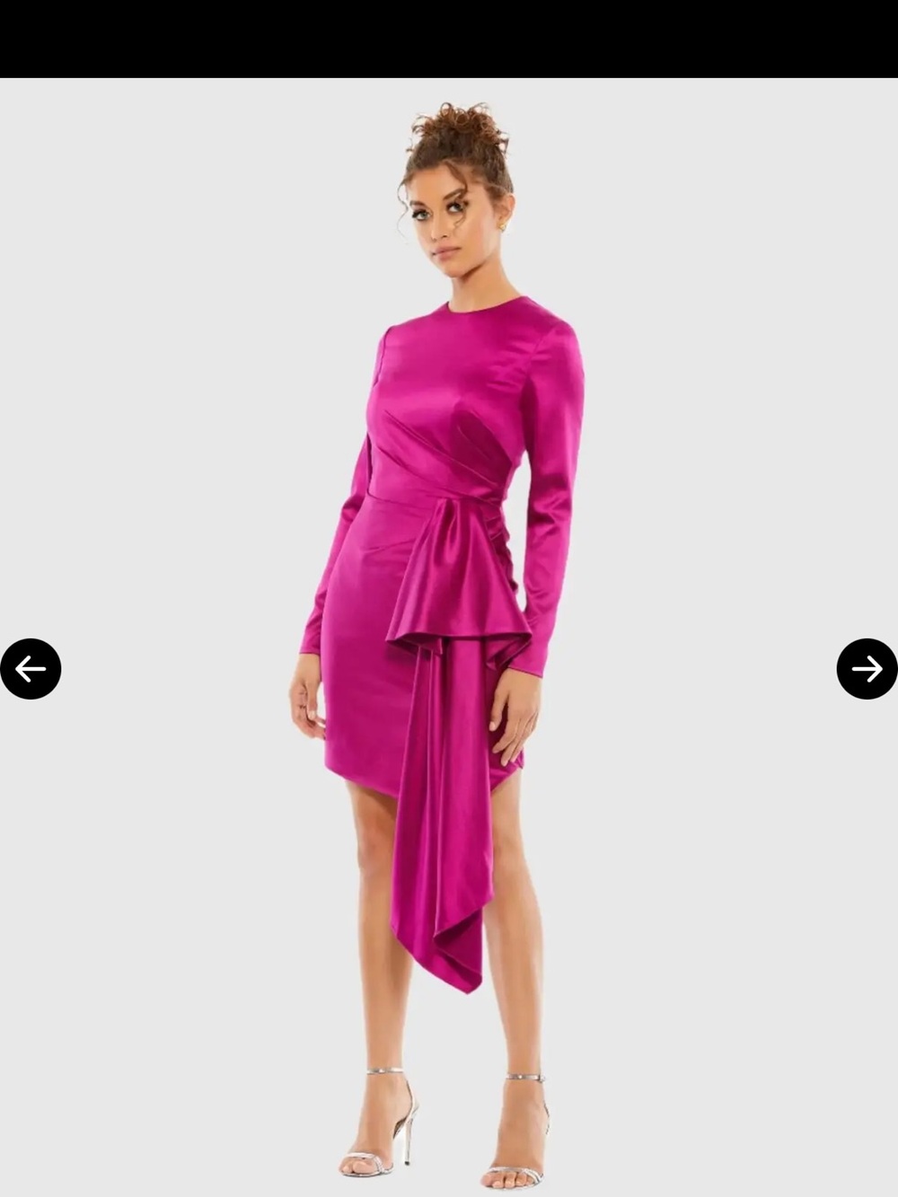 MAC DUGGAL Asymmetrical Draped Mini Dress - Magenta